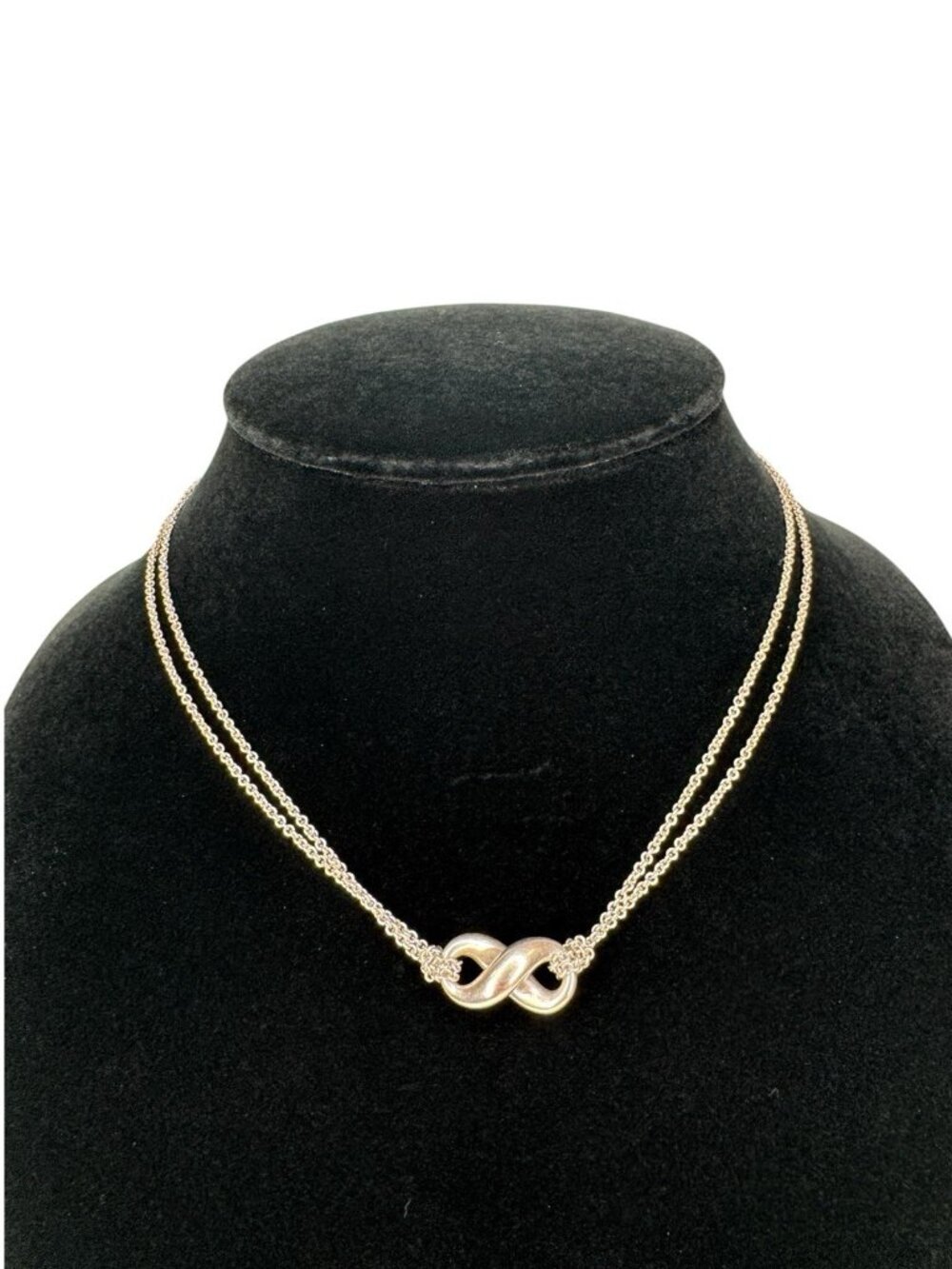 Tiffany & Co. Sterling Silver Infinity Pendant Double Chain Necklace